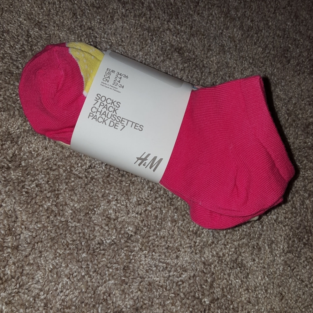 NWT H&M Girl's 7 Pack Ankle Socks